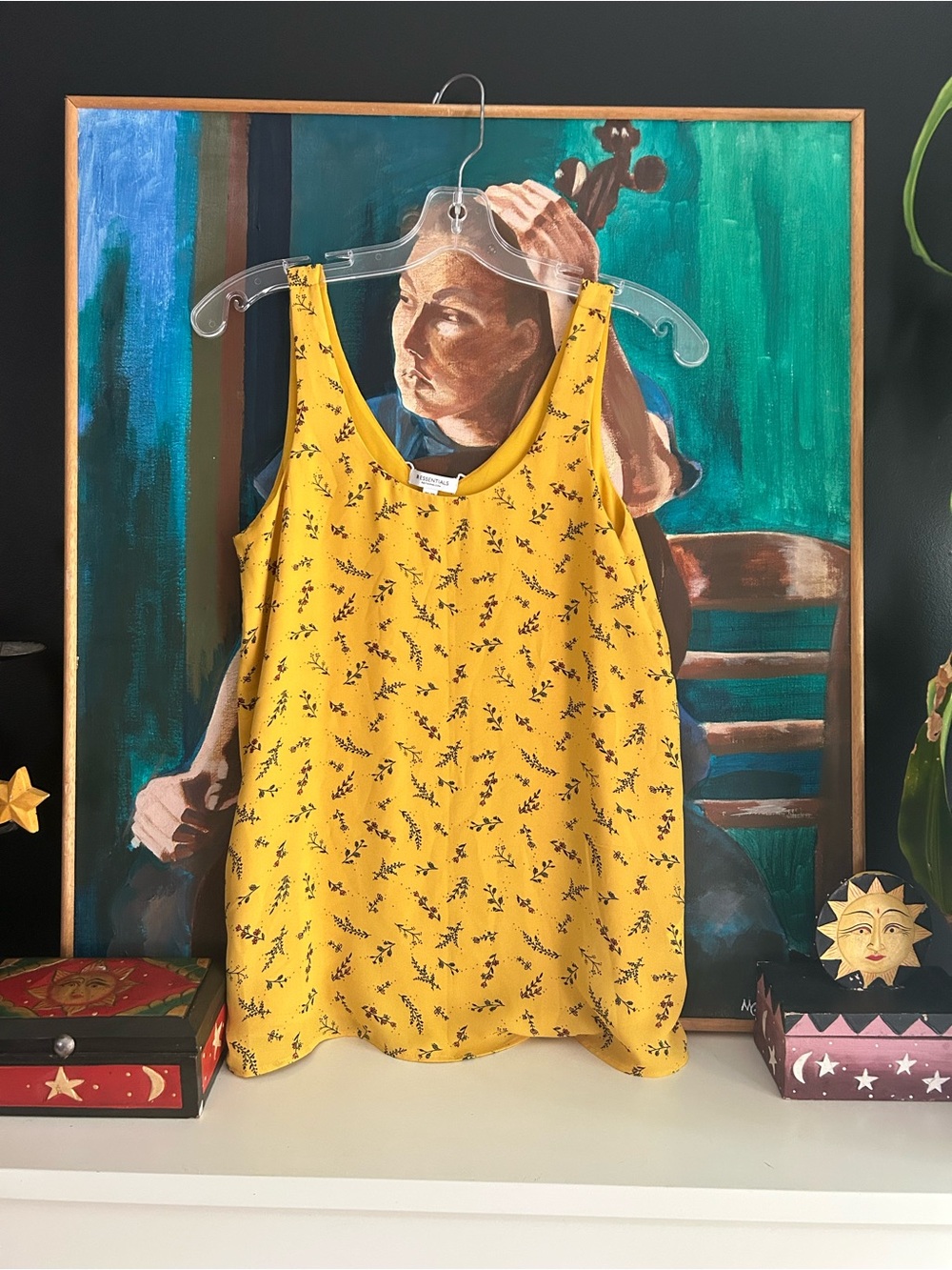 Reitmans Essentials Mustard Yellow Ditsy Floral Tank Top XS